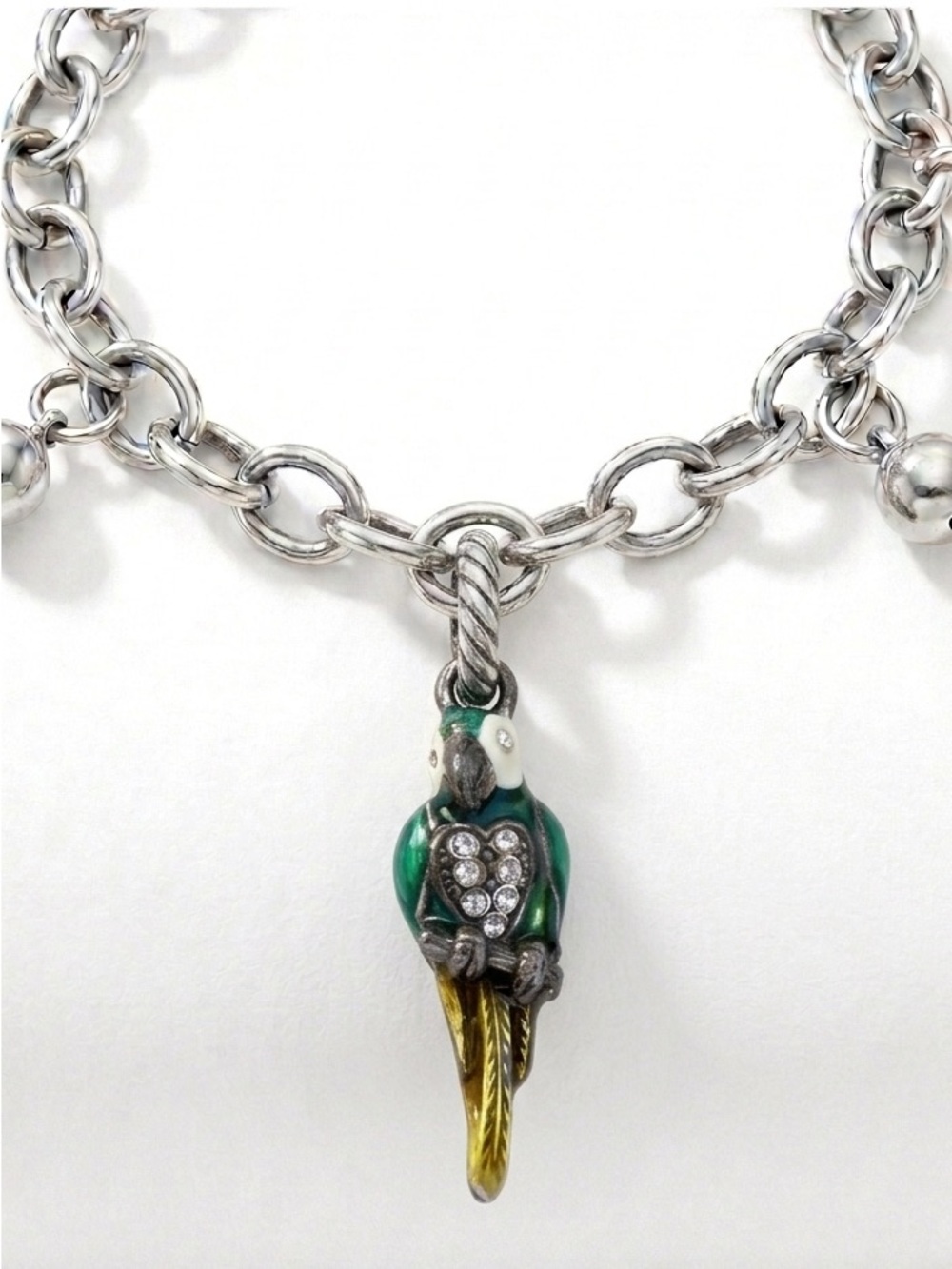 Brighton Enamel Parrot Macaw Charm Silver Bird Tropical Charm Believed Retired